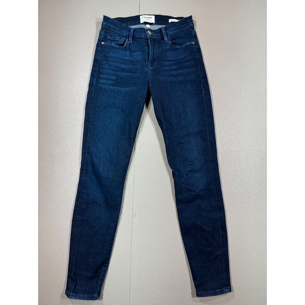 FRAME Denim Le Skinny de Jeanne Crop Jeans Dark Wash Blue Size 26 Mid Rise